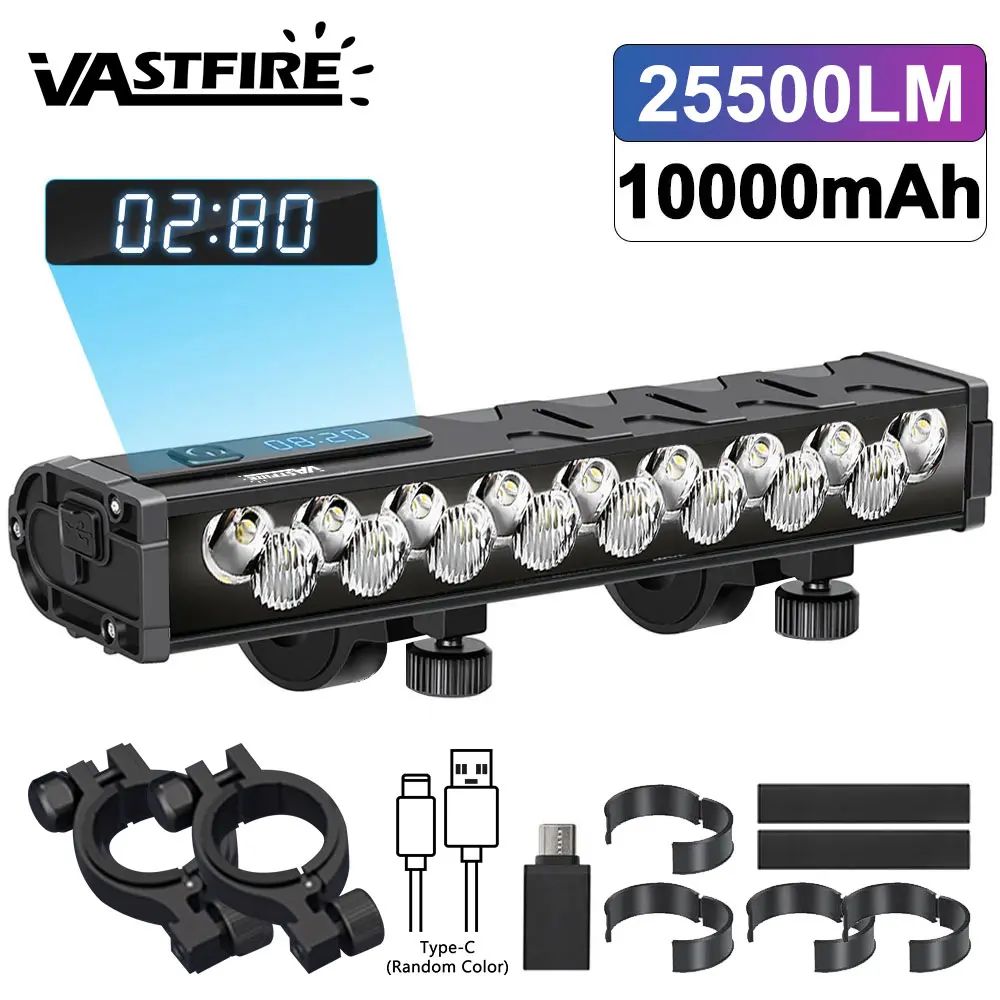 VASTFIRE Bicycle Light Front 25500Lumen Bike Light 10000mAh