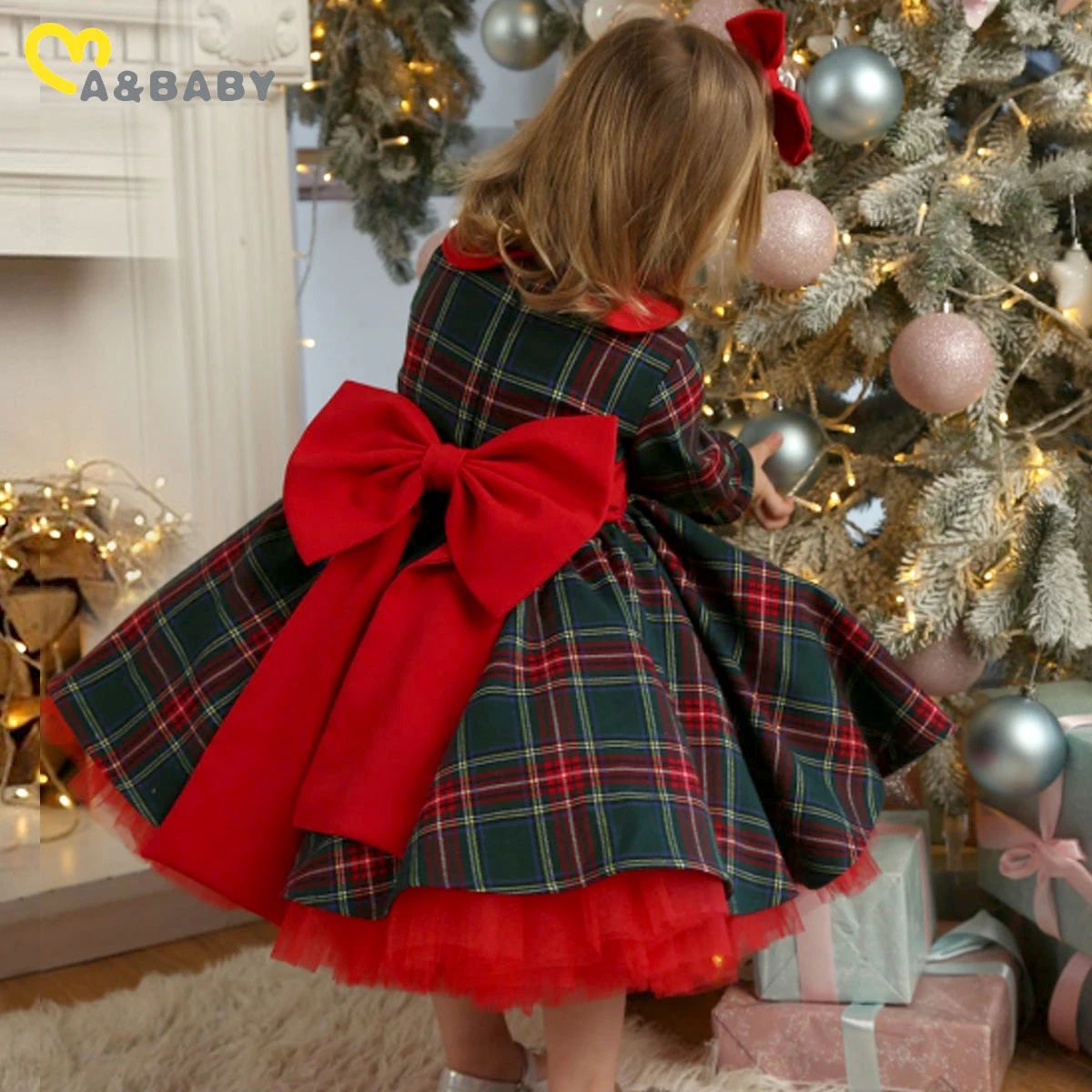 Ma&Baby 1-7Y 2024 Christmas Girls Red Dress Kid Toddler Girl