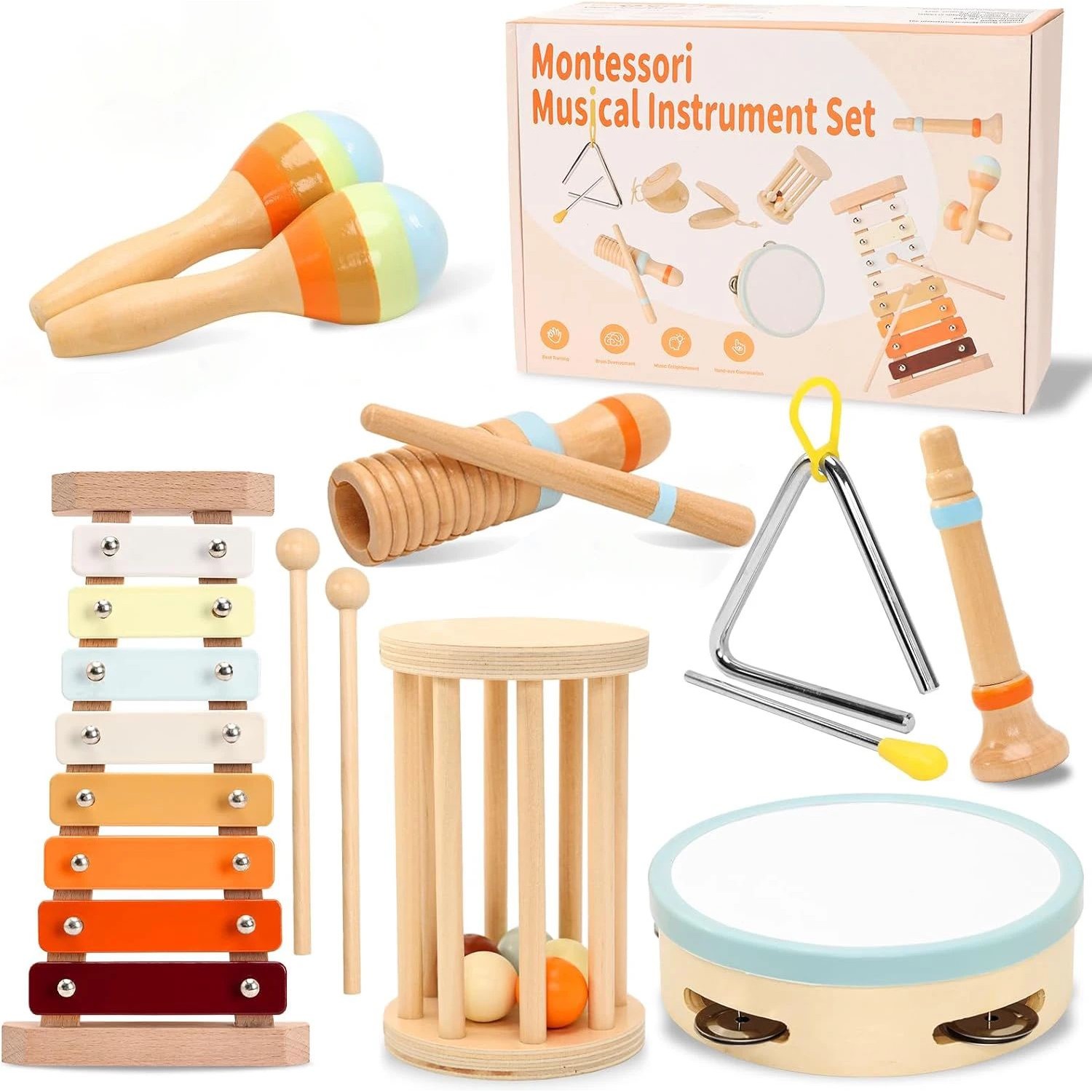 Baby Musical Instruments Wooden Toys Montessori Percussion I