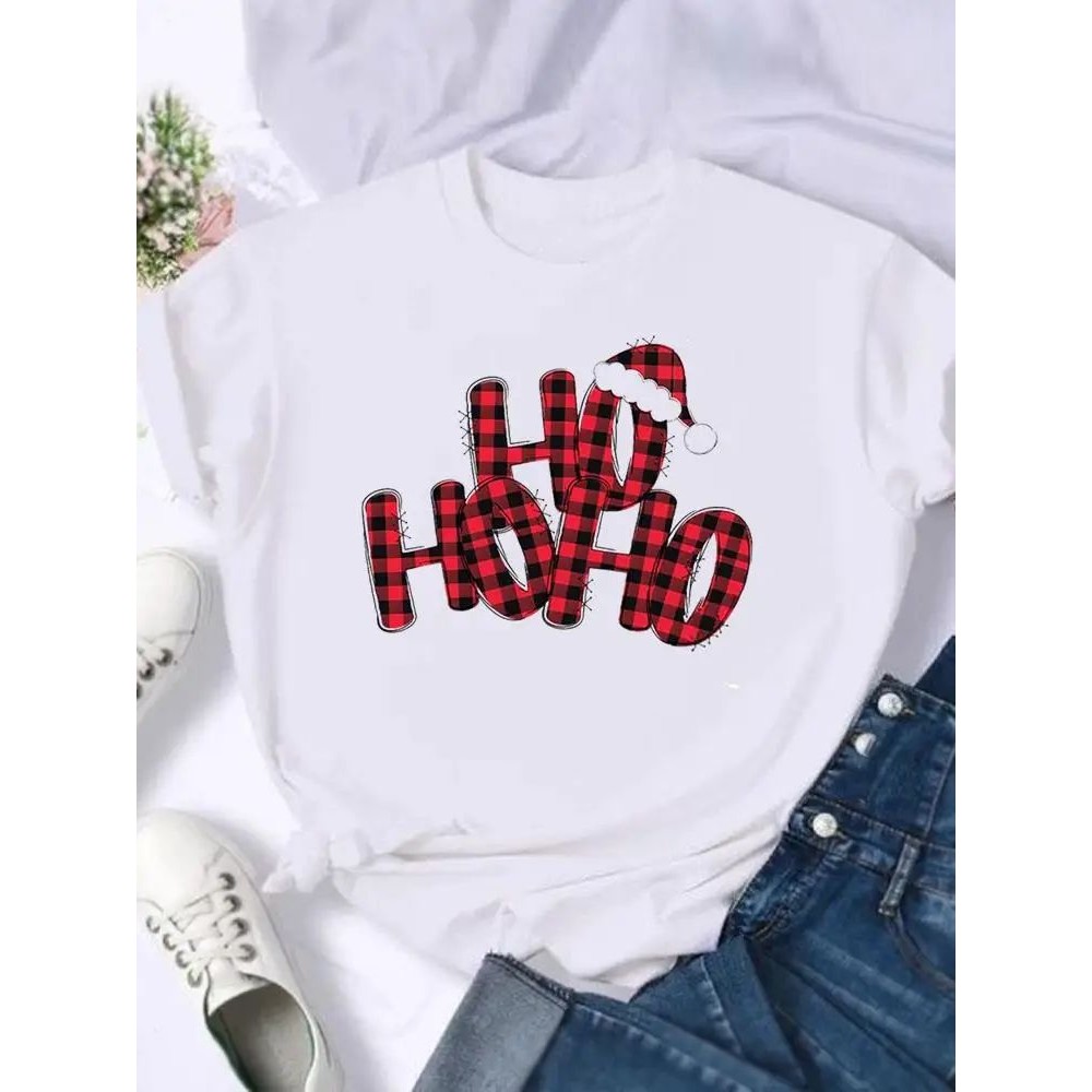 Plaid Letter 90s Cute Merry Christmas New Year Holiday Graph