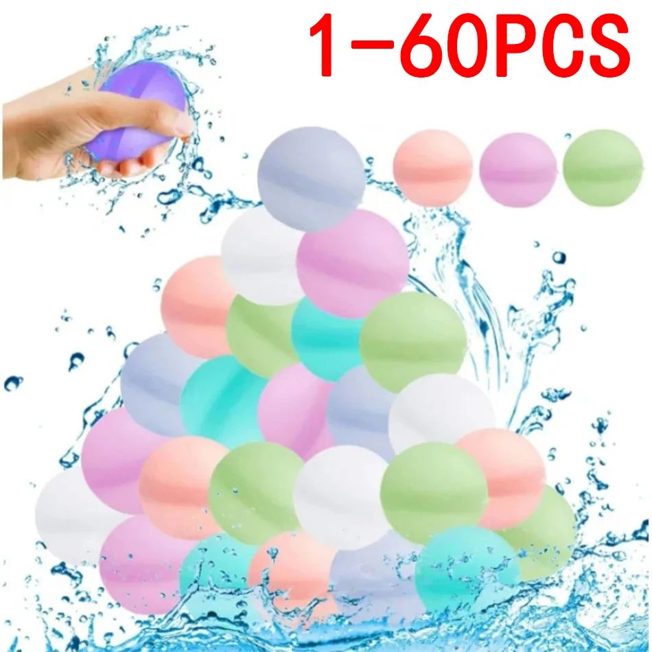 1-60Pcs Reusable Silicone Water Ball Reusable Water Balloons