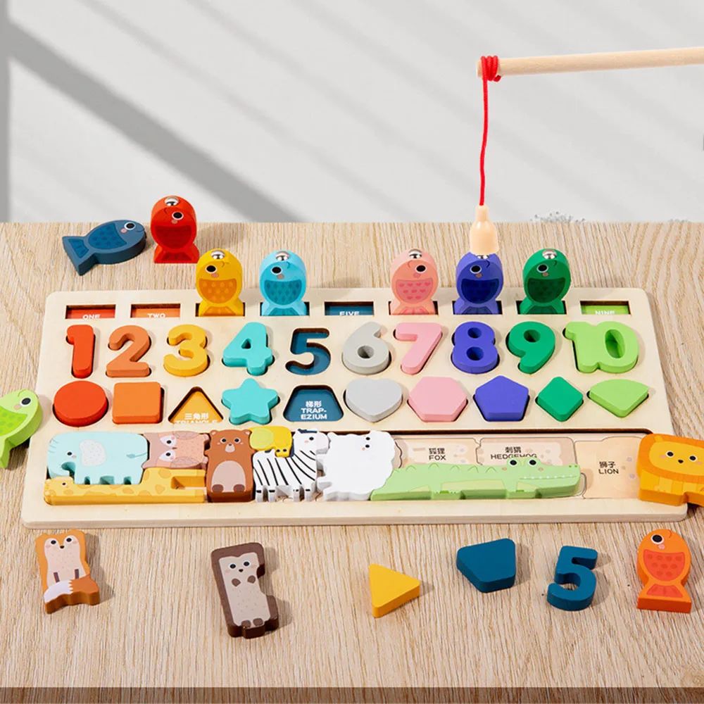 Toddler Montessori Toys Shape & Number Matching,Fishing Game