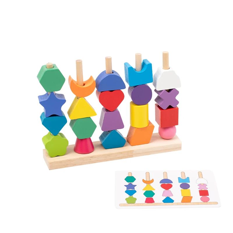 Wooden children's colorful color sorting toys, rainbow sets