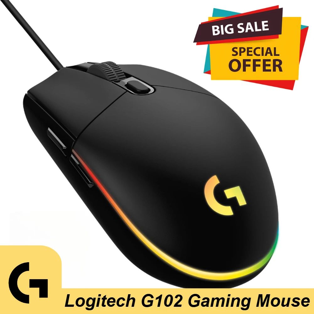 Logitech G102 Wired Gaming Mouse 8000 DPI RGB Backlit Ergono