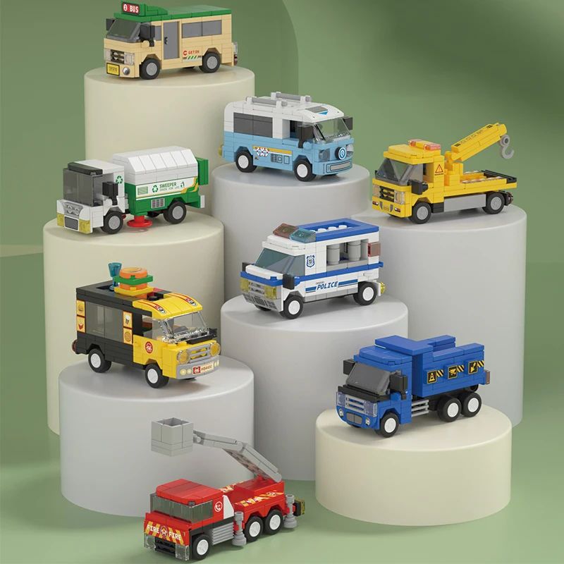 8 puzzle toys, building blocks, sliding cars, city themed si