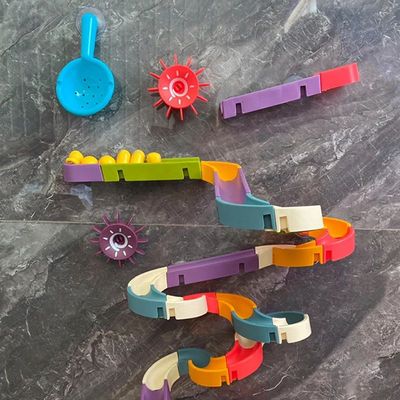 Baby Bath Toys Diy Marble Run Suction Cups Waterwheel Set As