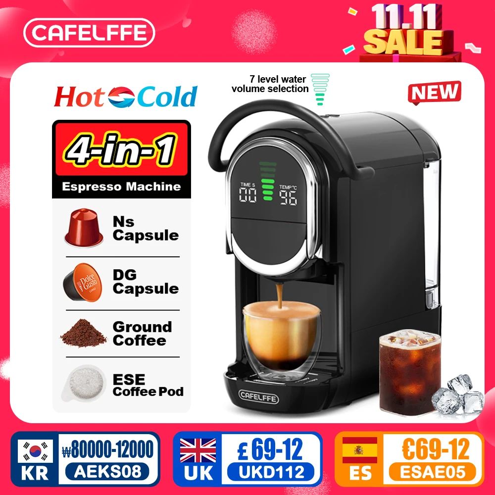 CAFELFFE 4in1 Capsule Coffee Machine Hot/Cold Multiple Espre