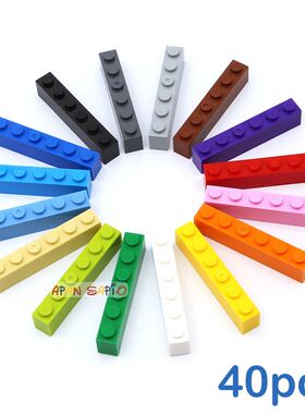 40pcs DIY Building Blocks Thick Figures Bricks 1x6 Dots Educ