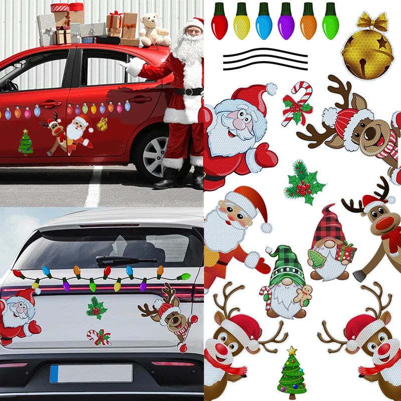 Christmas Decoration Car Sticker Reflective Magnetic Decal B