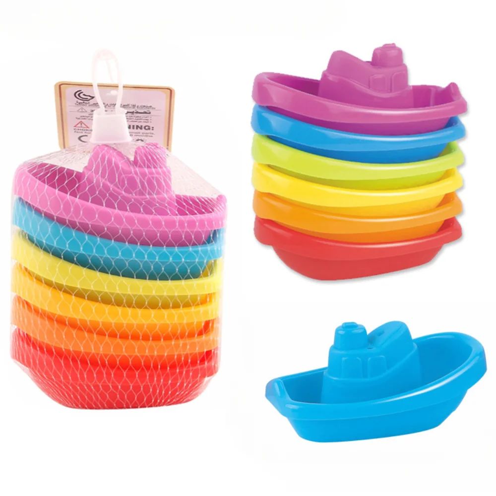 Baby Bath Toys Stacking Boat Toy Colorful Floating Ship Kids