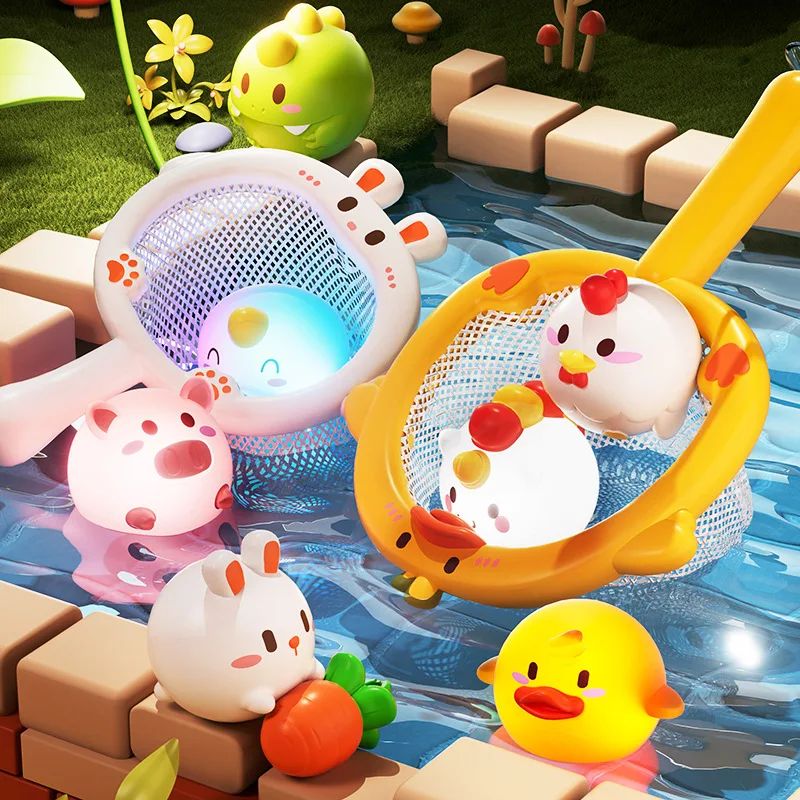 Baby Cute Animals Bath Toy LED Light Up Toys Swimming Water