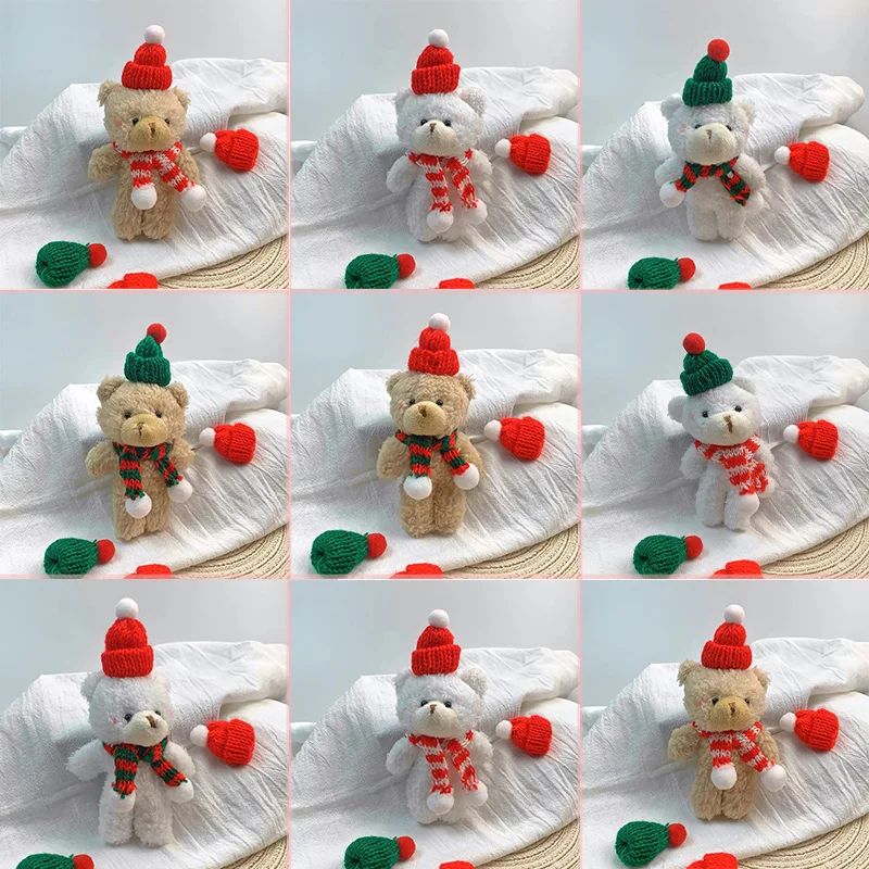 10pcs Bear Plush Toys Keychain Cute Christmas Bear Stuffed P