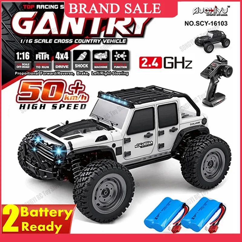 50 or 80KM/H Rc Cars 1/16 Off Drift Road 4WD with LED 2.4G W