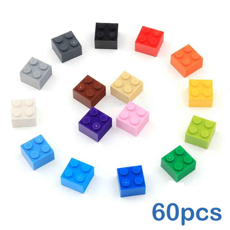 60pcs DIY Building Blocks Thick Figures Bricks 2x2 Dots Educ