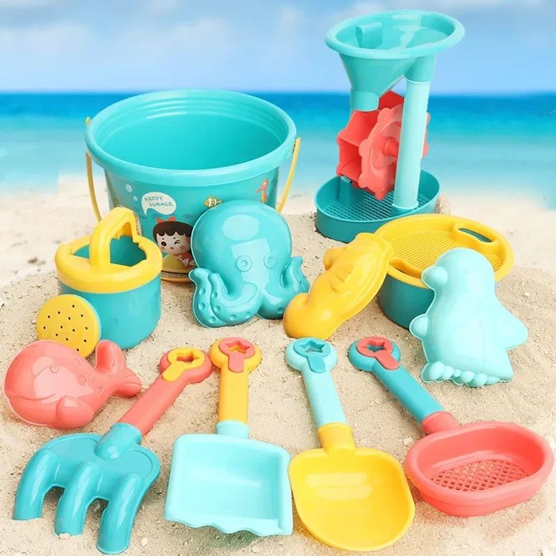 Children Sand Toys 18PCS Summer Beach Game Sand Bucket Shove