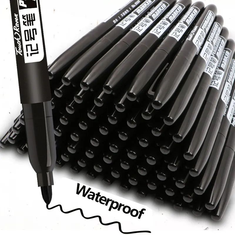 6 PCS Permanent Marker Pen Manga Drawing Markers Black Blue