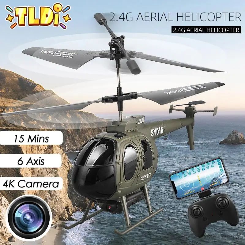 6Ch RC Helicopter with 4K Camera Toy for Boys 2.4Ghz Remote