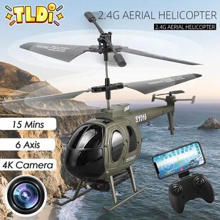 6Ch RC Helicopter with 4K Camera Toy for Boys 2.4Ghz Remote