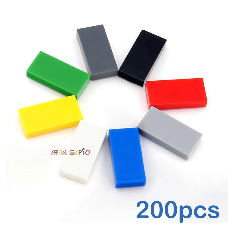 200pcs DIY Building Blocks Thin Figure Bricks Smooth 1x2 Edu