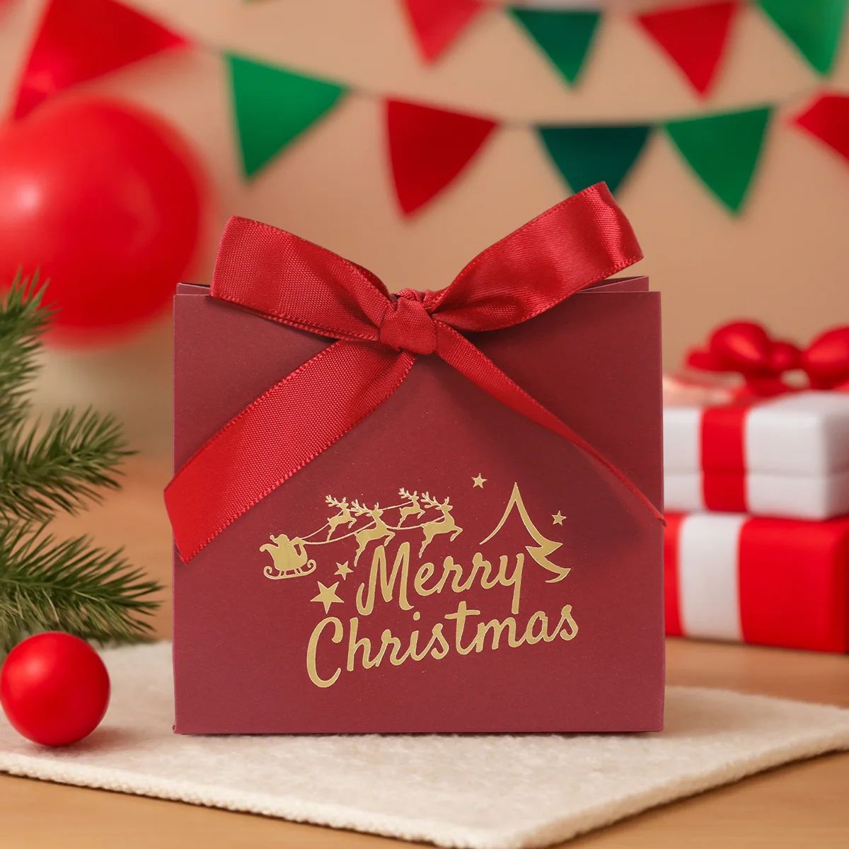 10pcs Christmas Ribbon Gift Boxes Christmas Decoration Kids