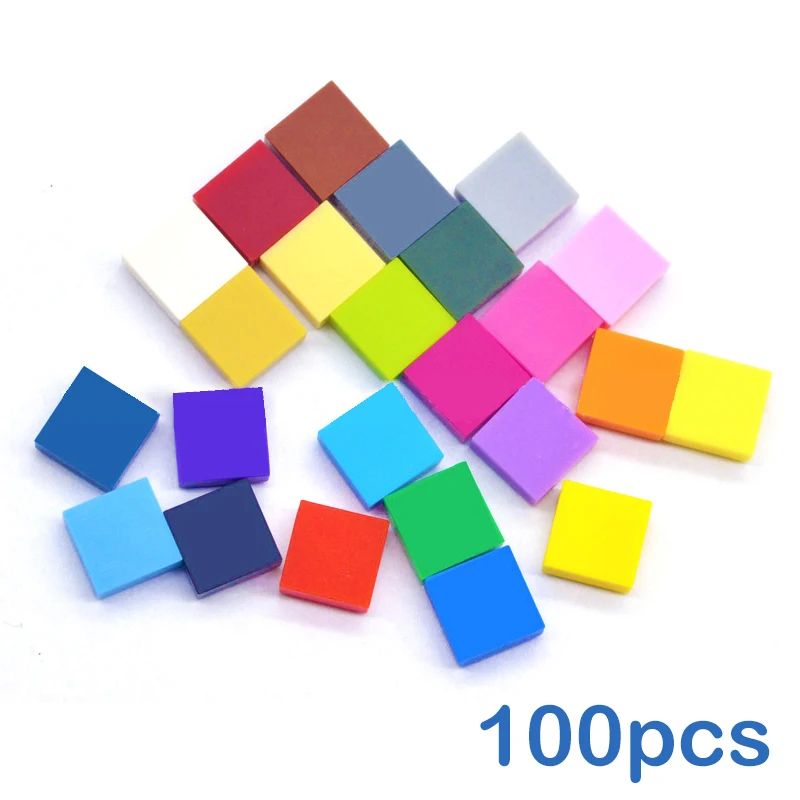 100pcs DIY Building Blocks Figure Bricks Smooth 1x1 24Color