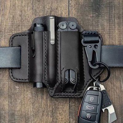 Tactical Multi Tool Belt Leather Bag Portable Tool Storage B