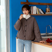 量少纯出口双面穿简约面包服90白鹅绒轻薄保暖圆领羽绒服女603532