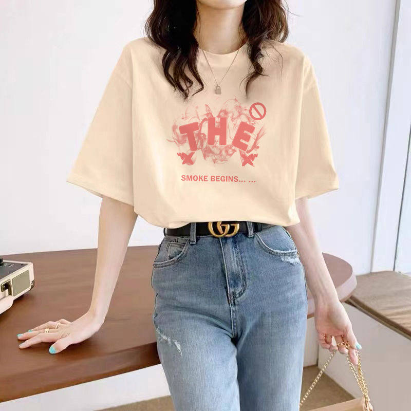 夏季休闲纯棉短袖韩系宽松遮肉大码T恤时尚女装打底衫上衣ins潮流