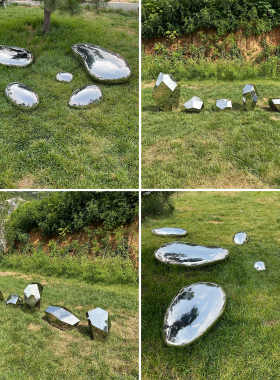 镜面不锈钢鹅卵石景观雕塑摆件