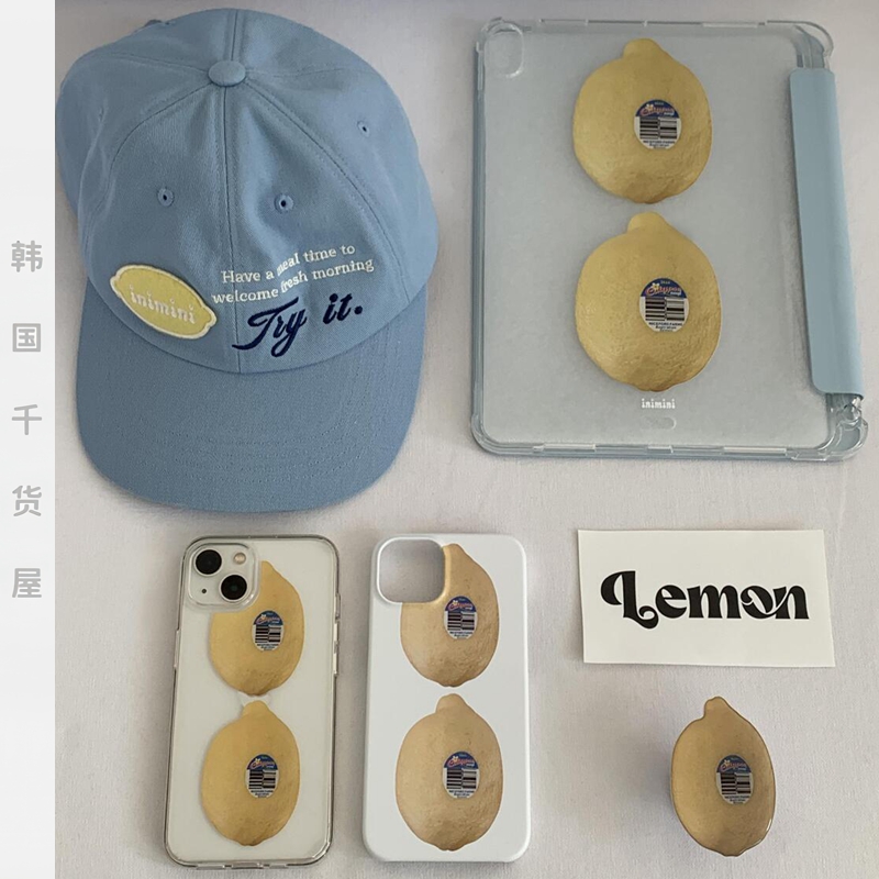 韩国inimini代购创意个性柠檬菲林壳创意简约水果手机壳透明硬壳