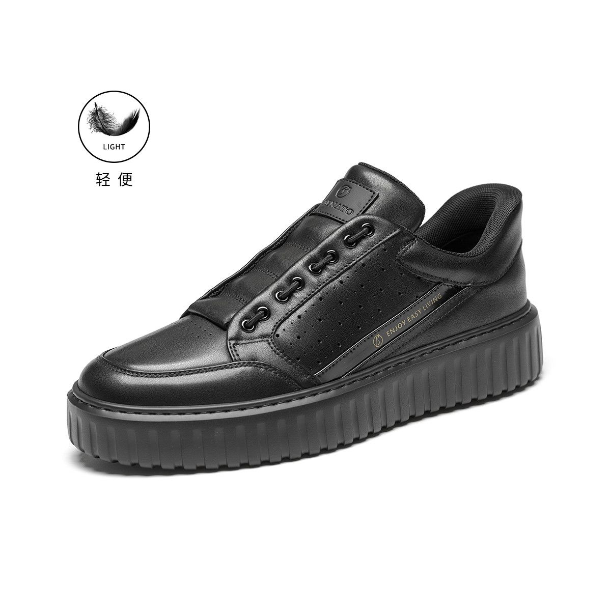 正品特价宾度新款真皮牛皮时尚潮流一脚蹬板鞋舒适男士休闲鞋高档