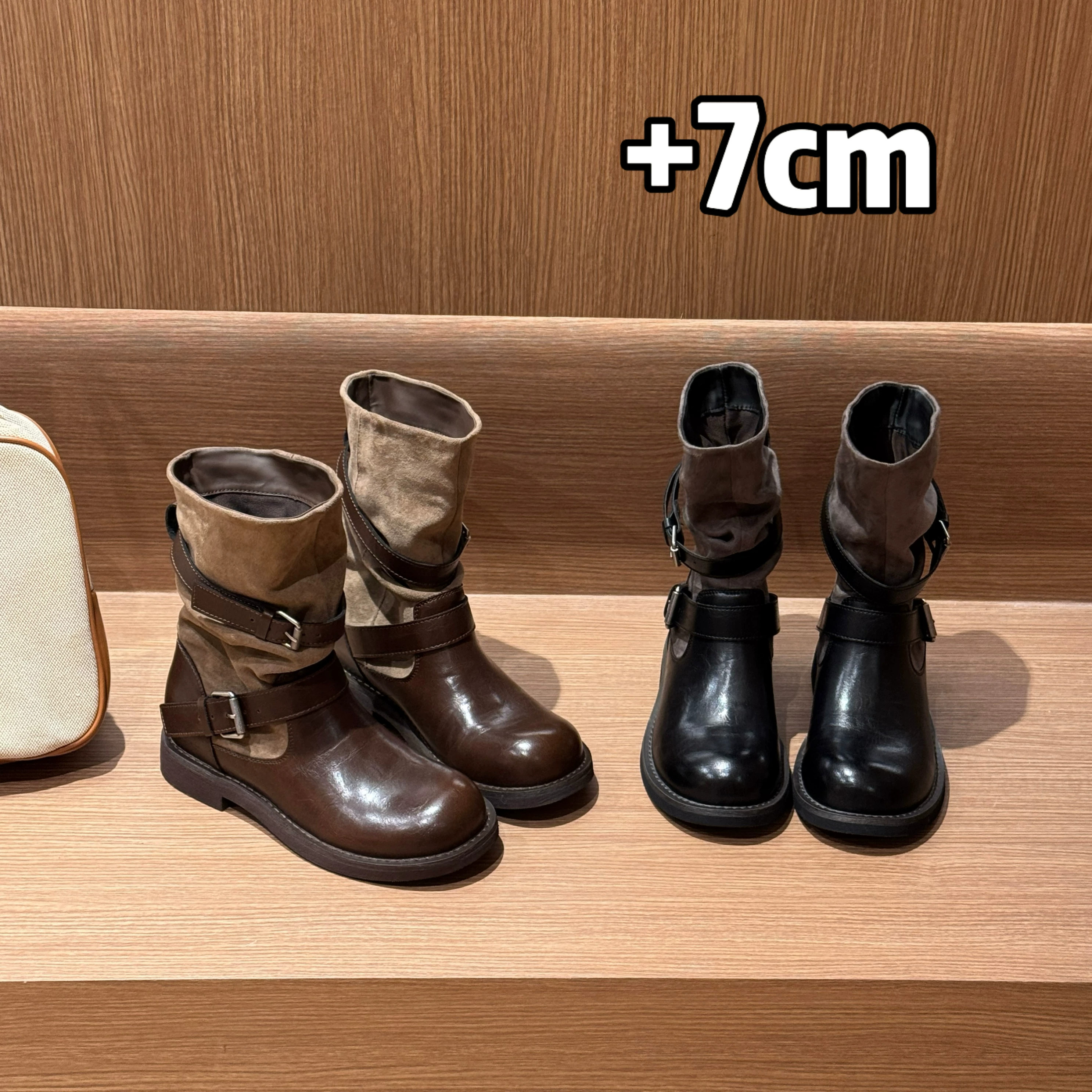 【内增高7cm】骑士靴马丁靴