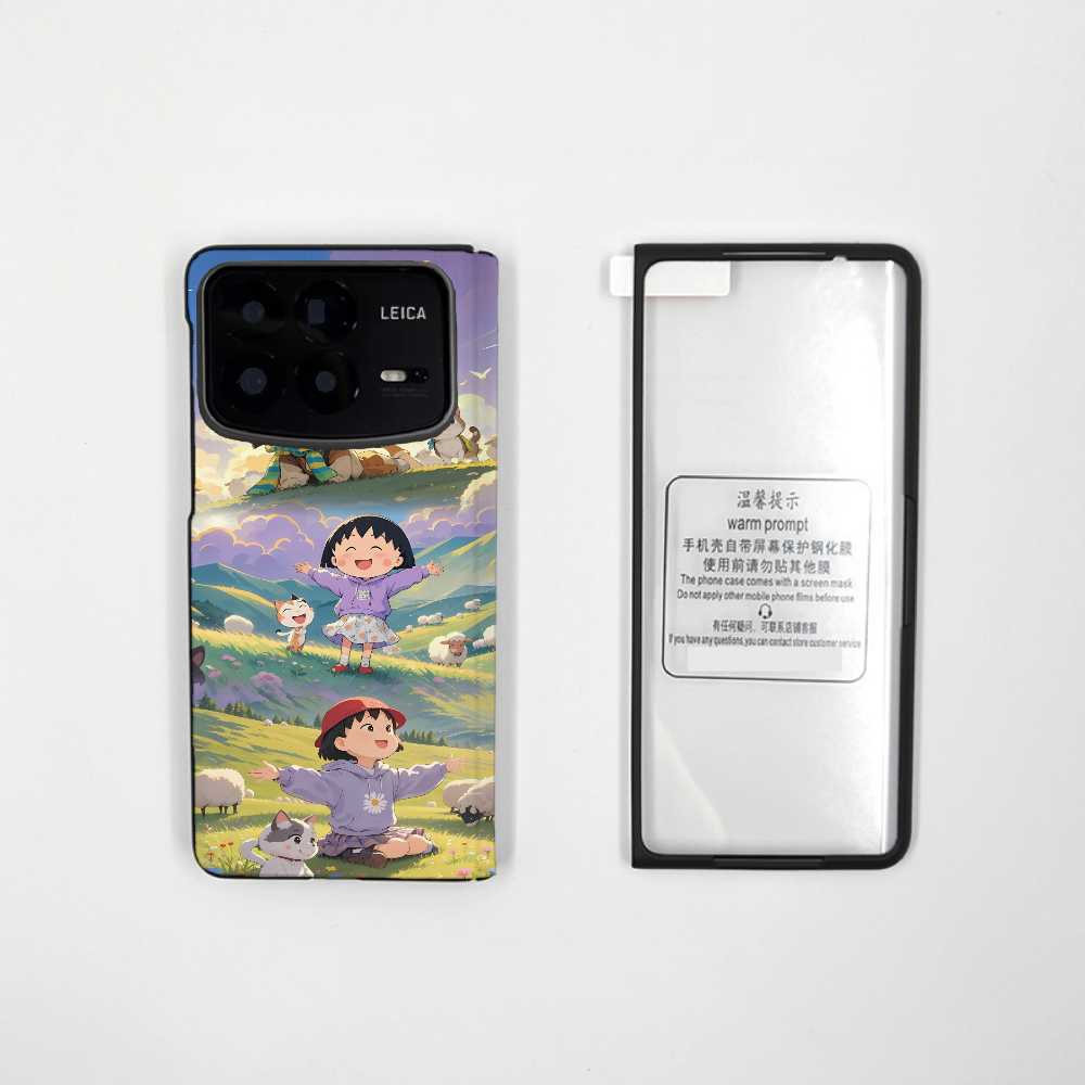 樱桃小丸子适用小米mixfold4手机壳卡通折叠屏MIXFOLD4皮质保护壳可爱全包防摔小清新绿磁吸中轴壳膜一体