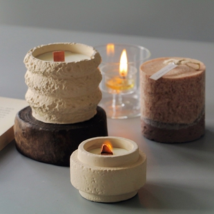 法式米色家居氛围感香薰蜡烛手作淡香十日檀桂花松木质调生日礼物