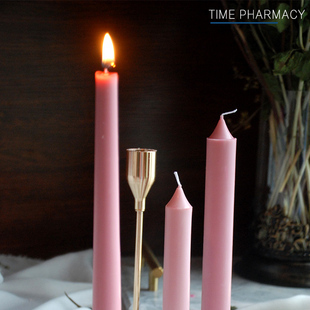 Time pharmacy  粉红色蜡烛浪漫餐桌手工长杆蜡烛欧式晚餐长蜡烛