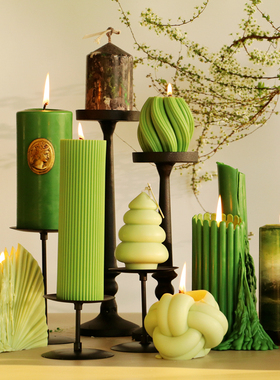 奶油绿色 香薰蜡烛套装ins风小众高级感法式家居装饰蜡烛摆件无烟