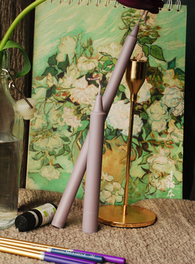 Time pharmacy莫兰迪灰紫色无烟无味烛台长杆蜡烛ins蜡烛装饰摆件