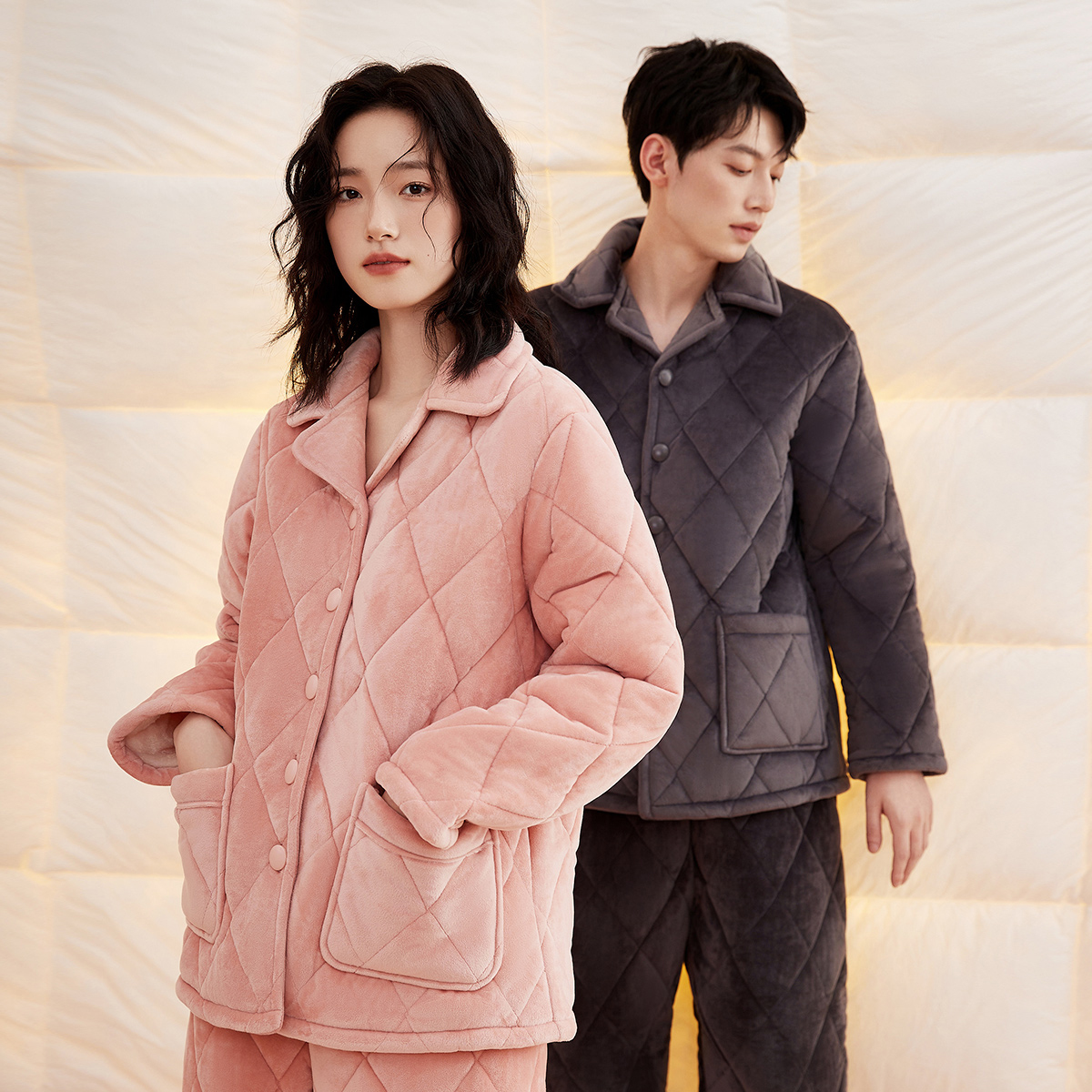 秋冬夹棉睡衣顶瓜瓜女