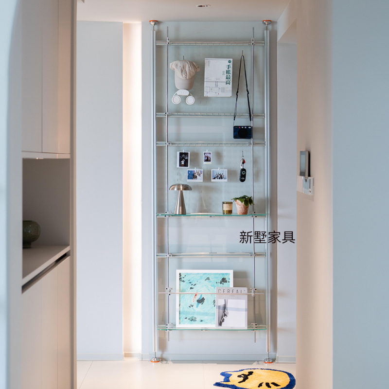 极简亚克力洞洞置物架玄关顶天立地收纳架陈列架创意免打孔展示架