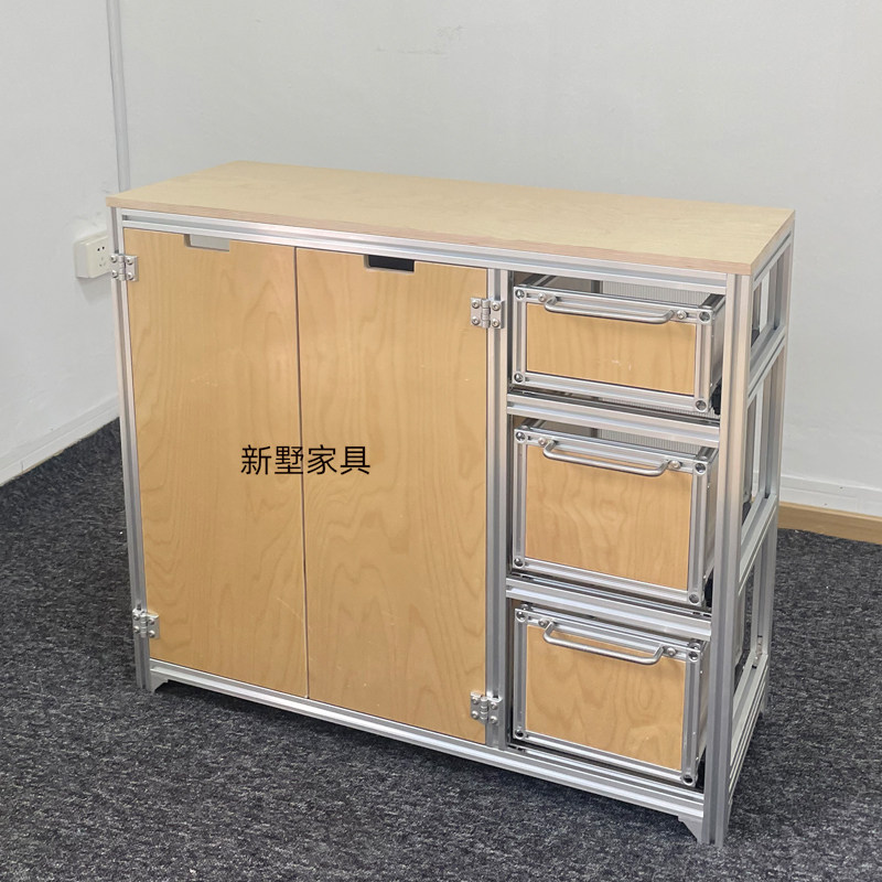 可移动海洋板斗柜创意家用餐边柜咖啡机置物柜操作台铝型材收纳柜