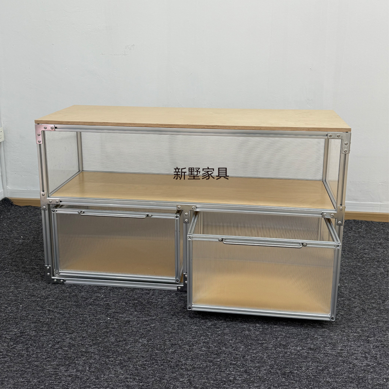 铝型材海洋板收纳柜简约现代客厅储物柜亚克力抽屉靠墙餐边柜定制