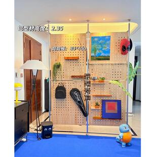 洞洞板收纳架置物架可定制鞋子包包陈列货架工业风桦木服装展示架