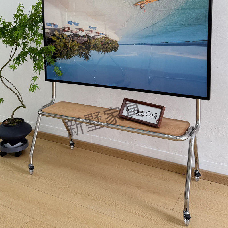 电视机支架客厅卧室可移动带刹车不锈钢落地推车家用挂架43-70寸