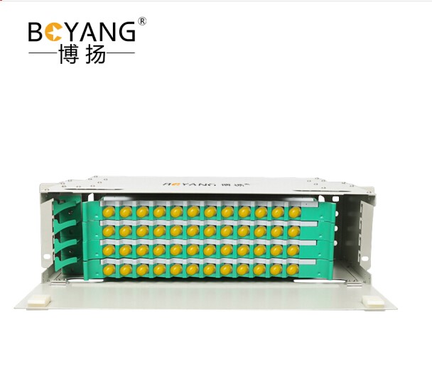 博扬 48芯ODF光纤配线架/子框/单元体满配 ST单模推拉式光纤机架