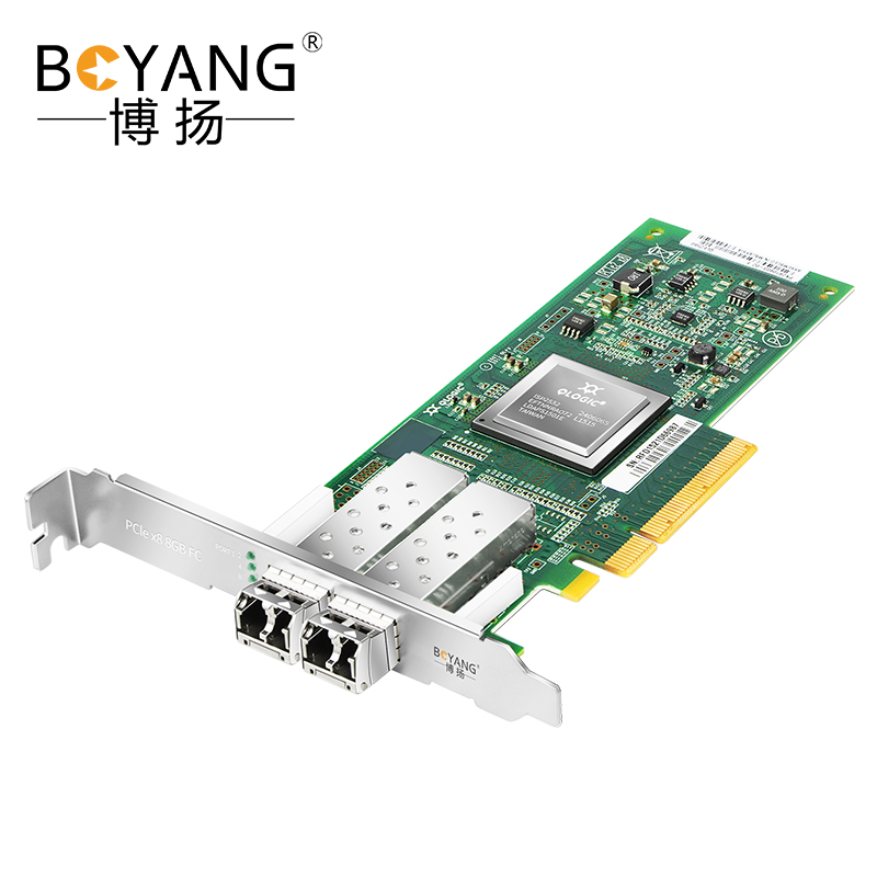 博扬 HBA卡 8G双口光纤通道卡PCI-E服务器/FC-SAN存储专用含2个