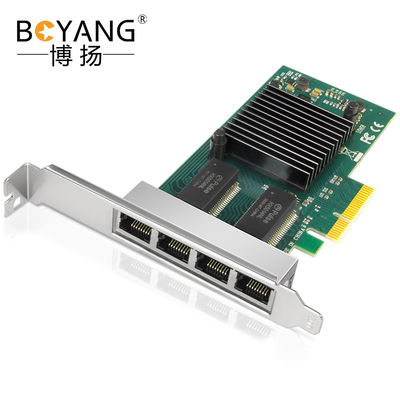 博扬 Intel英特尔I350AM4芯片PCI-E X4千兆网卡四口电口服务器工