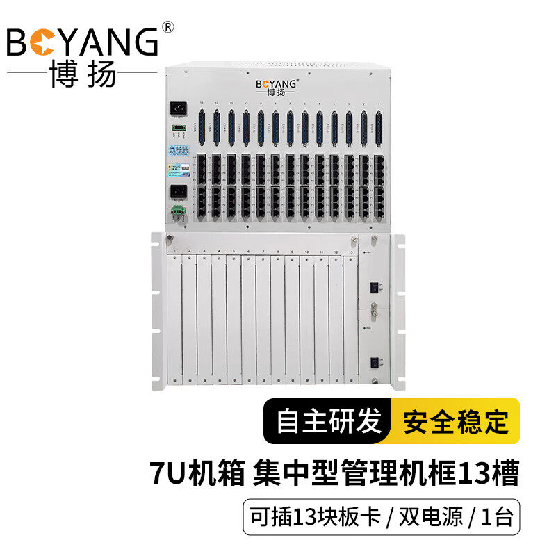 博扬集中型管理机框13槽 7U机箱可插13块卡片220V供电 BY-7U-13D