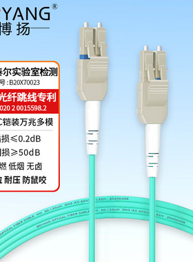 博扬 OM3万兆铠装光纤跳线LC-LC 70米 多模尾纤 一管双芯Uniboot