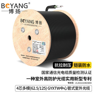 博扬 BY-GYXTW-4A1b铠装4芯多模室外光缆OM1(62.5/125)GYXTW100米