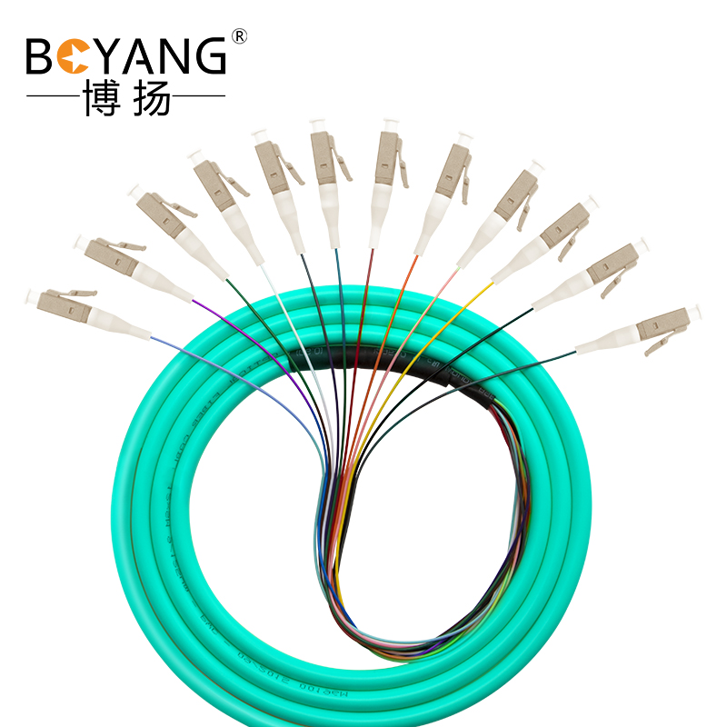 博扬（BOYANG）电信级OM4多模光纤跳线尾纤 1.2米12芯LC束状尾纤